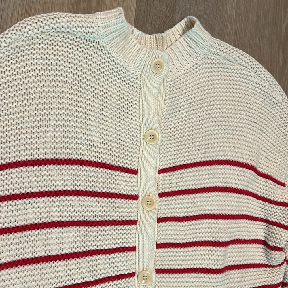 Alex Mill Button Back Cream and Red Striped Sweater size Medium - Picture 9 of 11